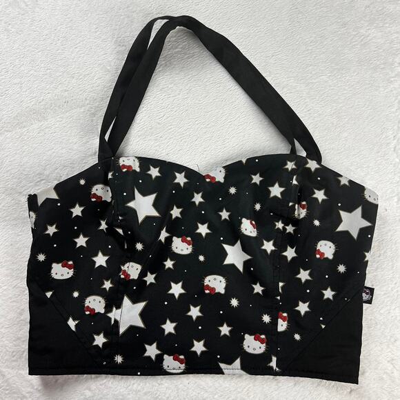 Hello Kitty Black & White halter corset tank top women’s size Medium Stars - Picture 1 of 8